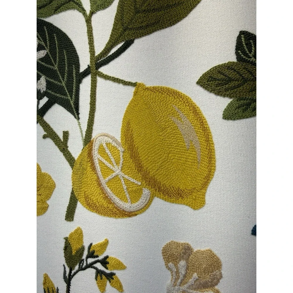 BP Home Woven Artistry Wall Art Decor Embroidered Plants Lemons  18x26 NWT